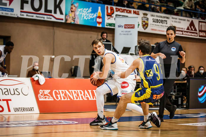 Basketball, bet-at-home Basketball Superliga 2021/22, Grunddurchgang Runde 12, Oberwart Gunners, UBSC Graz, Jonathan Knessl (12)