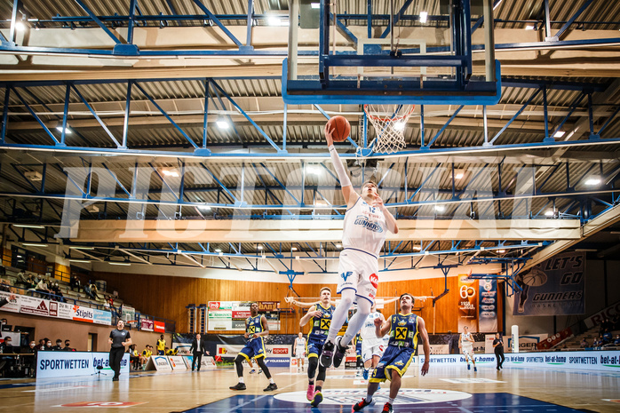 Basketball, bet-at-home Basketball Superliga 2021/22, Grunddurchgang Runde 12, Oberwart Gunners, UBSC Graz, Jonathan Knessl (12)