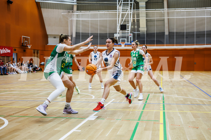Basketball, Win2Day Basketball Damen Superliga 2024/25, Grunddurchgang 7.Runde, Vienna Timberwolves, UBI Graz, Lenny Jacimovic (17), Sophie Kunert (16)