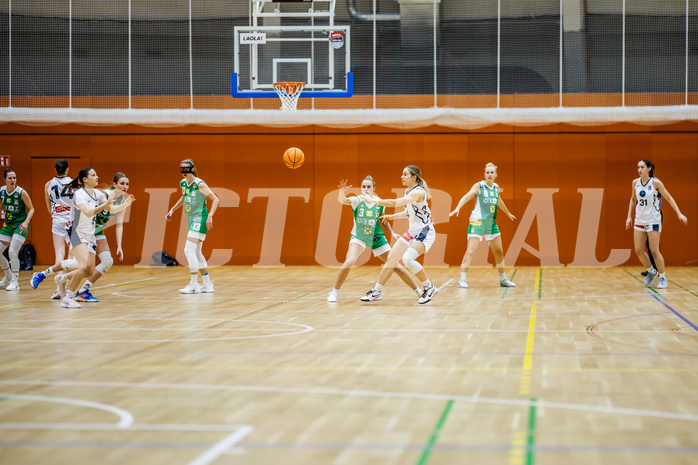 Basketball, Win2Day Basketball Damen Superliga 2024/25, Grunddurchgang 7.Runde, Vienna Timberwolves, UBI Graz, Anja Knoflach (3), Johanna Mölls (4)