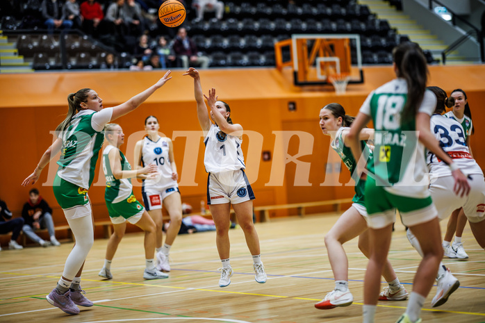 Basketball, Win2Day Basketball Damen Superliga 2024/25, Grunddurchgang 7.Runde, Vienna Timberwolves, UBI Graz, Lenny Jacimovic (17), Elisa Khamis (1)