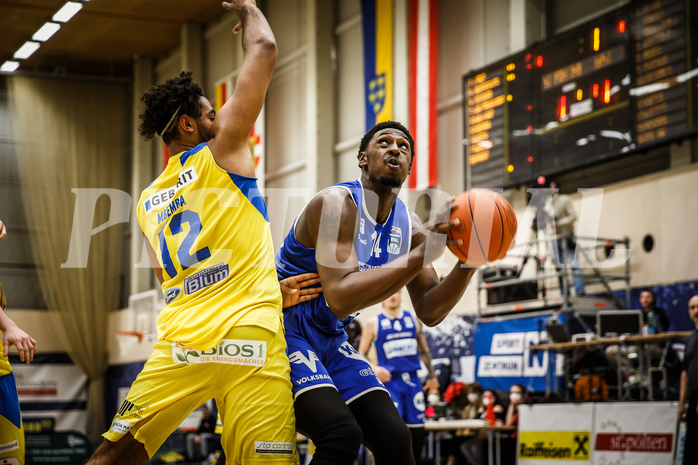Basketball, bet-at-home Basketball Superliga 2021/22, Grunddurchgang 15.Runde, SKN St. Pölten Basketball, Oberwart Gunners, Emondre Rickman (14)