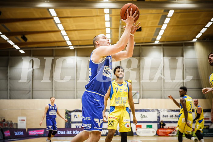 Basketball, bet-at-home Basketball Superliga 2021/22, Grunddurchgang 15.Runde, SKN St. Pölten Basketball, Oberwart Gunners, Sebastian Käferle (7)