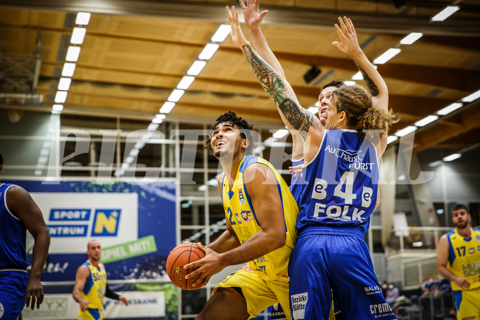 Basketball, bet-at-home Basketball Superliga 2021/22, Grunddurchgang 15.Runde, SKN St. Pölten Basketball, Oberwart Gunners, Rashaan Guylain Mbemba (12)