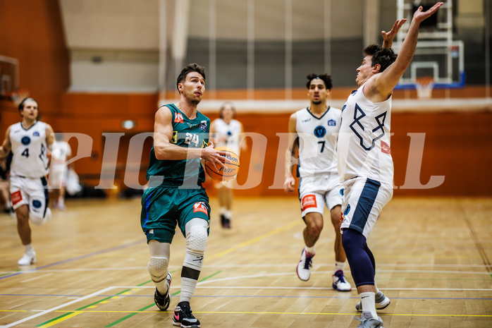 Basketball, Basketball Zweite Liga 2024/25, Grunddurchgang 12.Runde, Vienna Timberwolves, Dornbirn Lions, Eduard Nogues (24), Philipp D'Angelo (9)