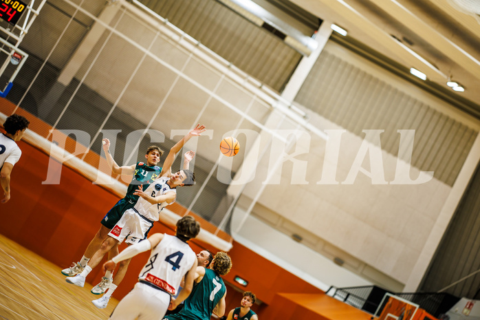 Basketball, Basketball Zweite Liga 2024/25, Grunddurchgang 12.Runde, Vienna Timberwolves, Dornbirn Lions, Davids Grinbergs (11), Vincent Balau (6)