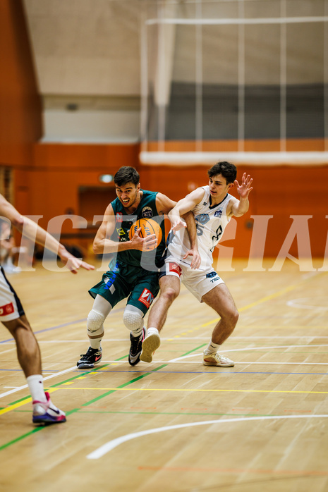 Basketball, Basketball Zweite Liga 2024/25, Grunddurchgang 12.Runde, Vienna Timberwolves, Dornbirn Lions, Eduard Nogues (24), Jakob Konzet (5)