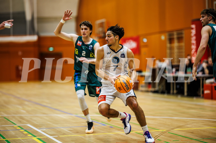 Basketball, Basketball Zweite Liga 2024/25, Grunddurchgang 12.Runde, Vienna Timberwolves, Dornbirn Lions, Pauls Miglinieks (2), Armin Karian (7)