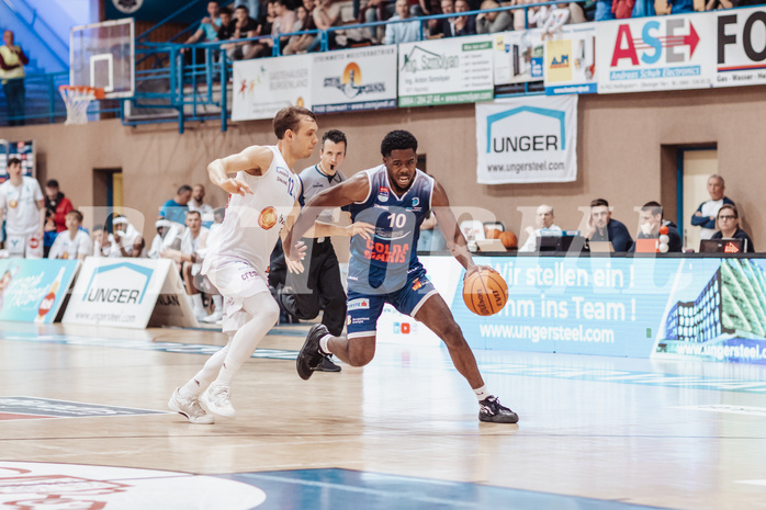 Basketball, Basketball Superliga 2023/24 , Qualifikationsrunde 4, Oberwart Gunners, BBC Nord Dragonz, Jonathan Knessl (12), Austen Awosika (10)