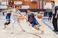 Basketball, Basketball Superliga 2023/24 , Qualifikationsrunde 4, Oberwart Gunners, BBC Nord Dragonz, Jonathan Knessl (12), Valentin Pasterk (6)