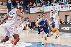 Basketball, Basketball Superliga 2023/24 , Qualifikationsrunde 4, Oberwart Gunners, BBC Nord Dragonz, Daniel Koeppel (14), Valentin Pasterk (6), Sebastian Kaeferle (7)