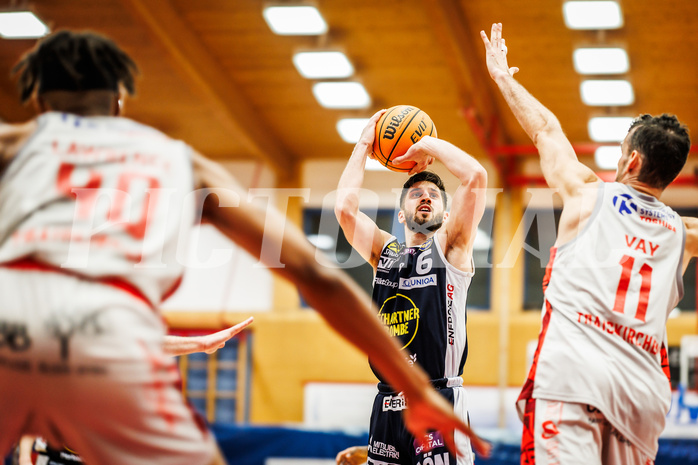 Basketball, win2day Basketball Superliga 2023/24, 4.Plazierungsrunde, Traiskirchen Lions, Gmunden Swans, Daniel Friedrich (6)