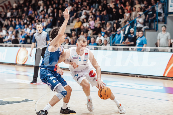 Basketball, Basketball Superliga 2023/24 , Qualifikationsrunde 4, Oberwart Gunners, BBC Nord Dragonz, Tyler Stewart (4), Edi Patekar (9)