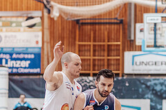 Basketball, Basketball Superliga 2023/24 , Qualifikationsrunde 4, Oberwart Gunners, BBC Nord Dragonz, Sebastian Kaeferle (7), Petar Cosic (3)