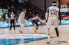 Basketball, Basketball Superliga 2023/24 , Qualifikationsrunde 4, Oberwart Gunners, BBC Nord Dragonz, Daniel Koeppel (14), Valentin Pasterk (6), Munis Tutu (10)