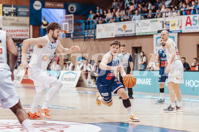 Basketball, Basketball Superliga 2023/24 , Qualifikationsrunde 4, Oberwart Gunners, BBC Nord Dragonz, Daniel Koeppel (14), Valentin Pasterk (6), Sebastian Kaeferle (7)