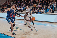 Basketball, Basketball Superliga 2023/24 , Qualifikationsrunde 4, Oberwart Gunners, BBC Nord Dragonz, Tino Sebalj (13), Munis Tutu (10)