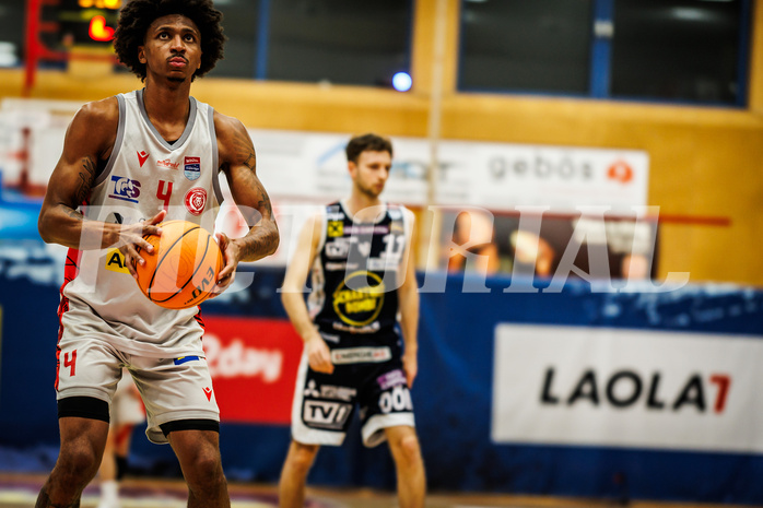 Basketball, win2day Basketball Superliga 2023/24, 4.Plazierungsrunde, Traiskirchen Lions, Gmunden Swans, Demarcus Demonia (4)