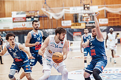 Basketball, Basketball Superliga 2023/24 , Qualifikationsrunde 4, Oberwart Gunners, BBC Nord Dragonz, Lukas Hahn (25), Tino Sebalj (13), Daniel Koeppel (14), Petar Cosic (3)