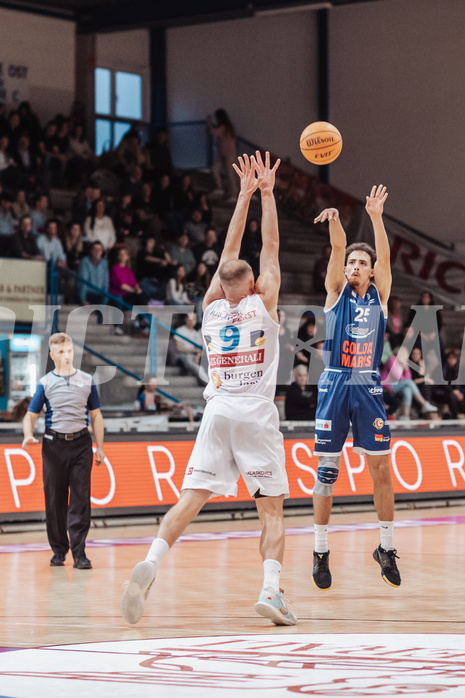 Basketball, Basketball Superliga 2023/24 , Qualifikationsrunde 4, Oberwart Gunners, BBC Nord Dragonz, Edi Patekar (9), Lukas Hahn (25)