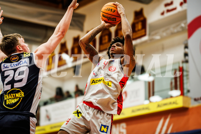 Basketball, win2day Basketball Superliga 2023/24, 4.Plazierungsrunde, Traiskirchen Lions, Gmunden Swans, Demarcus Demonia (4)