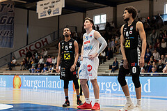 Basketball, Basketball Superliga 2022/23, Platzierungsrunde 5, Oberwart Gunners, Flyers Wels, Terrell Allen (5), Brock Gardner (10), Chase Jeter (0)