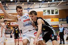 Basketball, Basketball Superliga 2022/23, Platzierungsrunde 5, Oberwart Gunners, Flyers Wels, Jonathan Knessl (12), Austen Awosika (10)