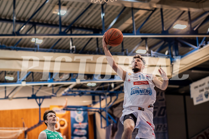 Basketball, Basketball Superliga 2022/23, Grunddurchgang Runde 21 , Oberwart Gunners, Kapfenberg Bulls, Derek Hanes (14)