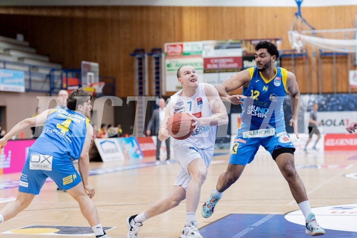 Basketball, Basketball Superliga 2022/23, Grunddurchgang Runde 20 , Oberwart Gunners, Flyers Wels, Felix Angerbauer (4), Sebastian K