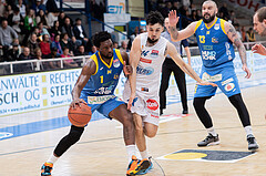 Basketball, Basketball Superliga 2022/23, Grunddurchgang Runde 20 , Oberwart Gunners, Flyers Wels, Kelvin Lewis (1), Derek Hanes (14), Nebojsa Dukic (13)