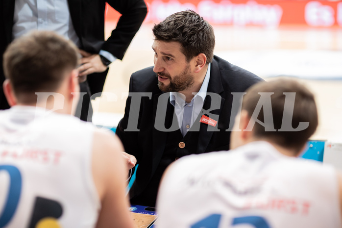 Basketball, Basketball Superliga 2022/23, Platzierungsrunde 5, Oberwart Gunners, Flyers Wels, Horst Leitner (Coach)