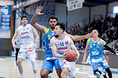 Basketball, Basketball Superliga 2022/23, Grunddurchgang Runde 20 , Oberwart Gunners, Flyers Wels, John Joseph Rauch (11), Rashaan Gyulain Mbemba (12), Derek Hanes (14), Philip Jalapoor (5)