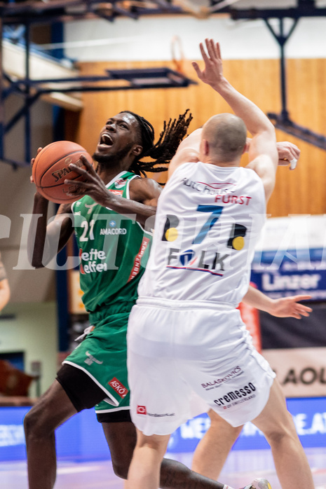 Basketball, Basketball Superliga 2022/23, Grunddurchgang Runde 21 , Oberwart Gunners, Kapfenberg Bulls, Lesley Varner (21), Sebastian K