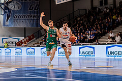 Basketball, Basketball Superliga 2022/23, Grunddurchgang Runde 21 , Oberwart Gunners, Kapfenberg Bulls, Sean Flood (1), Derek Hanes (14)
