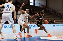 Basketball, Basketball Superliga 2022/23, Platzierungsrunde 5, Oberwart Gunners, Flyers Wels, Florian Koeppel (8), Rob Howard (5), Austen Awosika (10)
