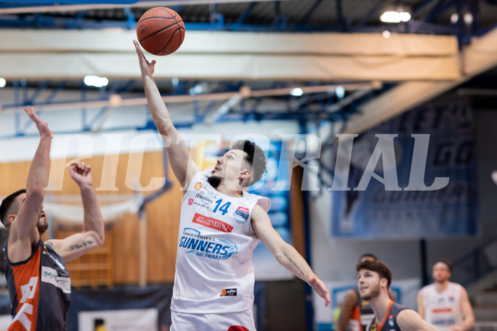 Basketball, Basketball Superliga 2022/23, Viertelfinale Spiel 3, Oberwart Gunners, Klosterneuburg Dukes, Derek Hanes (14)