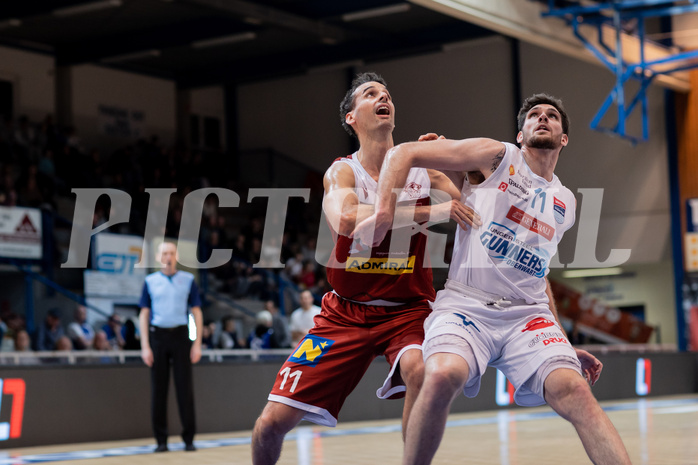 Basketball, Basketball Superliga 2022/23, Grunddurchgang Runde 20 , Oberwart Gunners, Flyers Wels, Fabricio Vay (11), John Joseph Rauch (11)