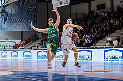 Basketball, Basketball Superliga 2022/23, Grunddurchgang Runde 21 , Oberwart Gunners, Kapfenberg Bulls, Sean Flood (1), Derek Hanes (14)