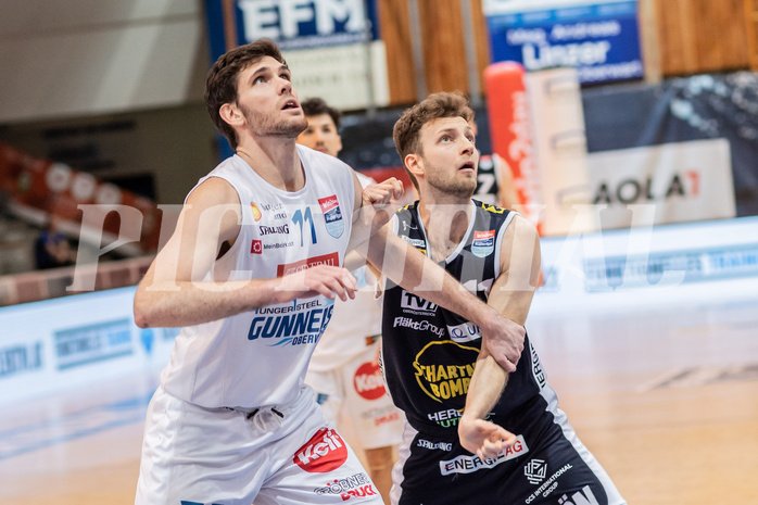 Basketball, Basketball Superliga 2022/23, 1. Platzierungsrunde, Oberwart Gunners, Gmunden Swans, John Joseph Rauch (11), Lukas Schartm