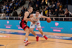 Basketball, Basketball Superliga 2022/23, Platzierungsrunde 3, Oberwart Gunners, BC Vienna, Nemanja Milosevic (15), Brock Gardner (10)