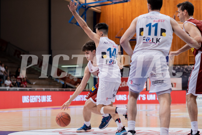 Basketball, Basketball Superliga 2022/23, Grunddurchgang Runde 20 , Oberwart Gunners, Flyers Wels, Aleksej Kostic (6), Derek Hanes (14)