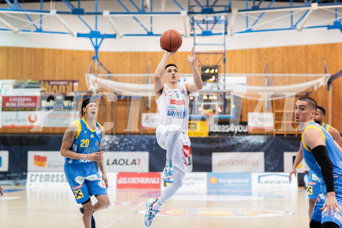 Basketball, Basketball Superliga 2022/23, Grunddurchgang Runde 20 , Oberwart Gunners, Flyers Wels, Chris Ferguson (20), Magdy Aboud-Ahmed(6), Philip Jalapoor (5)