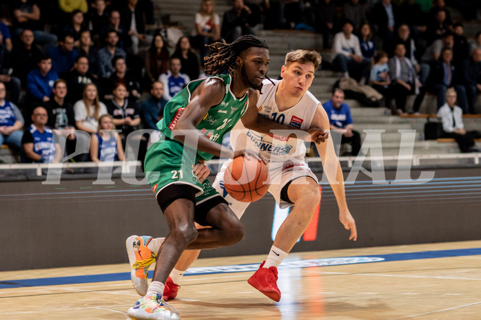 Basketball, Basketball Superliga 2022/23, Grunddurchgang Runde 21 , Oberwart Gunners, Kapfenberg Bulls, Lesley Varner (21), Brock Gardner (10)