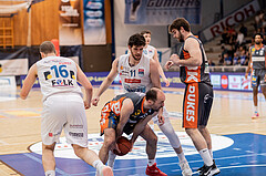 Basketball, Basketball Superliga 2022/23, Viertelfinale Spiel 1, Oberwart Gunners, Klosterneuburg Dukes, Renato Poljak (16), Predrag Miletic (8), John Joseph Rauch (11), Jakob Wonisch (17)