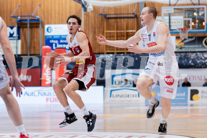Basketball, Basketball Superliga 2022/23, Grunddurchgang Runde 20 , Oberwart Gunners, Flyers Wels, Lukas Hahn (9), Sebastian K