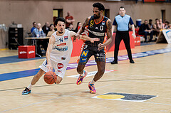 Basketball, Basketball Superliga 2022/23, Viertelfinale Spiel 1, Oberwart Gunners, Klosterneuburg Dukes, Derek Hanes (14), Kevin Bracy-Davis (0)