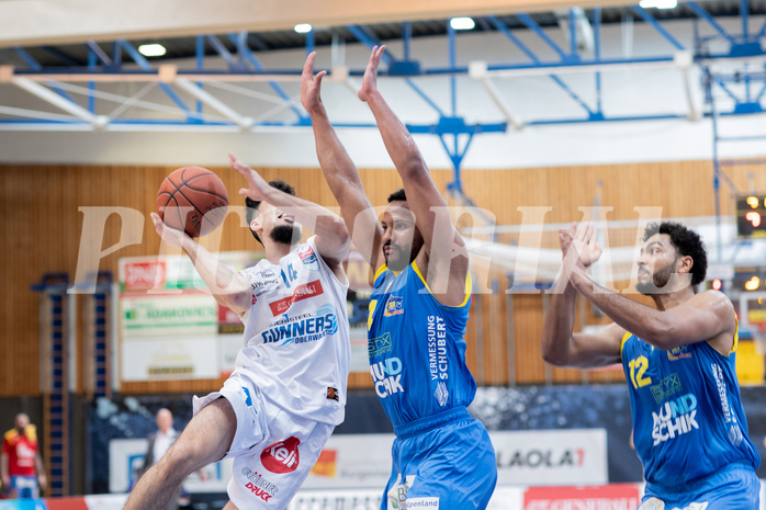 Basketball, Basketball Superliga 2022/23, Grunddurchgang Runde 20 , Oberwart Gunners, Flyers Wels, Derek Hanes (14), Mike Holton (14), Rashaan Gyulain Mbemba (12)