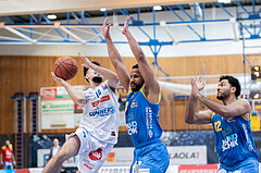Basketball, Basketball Superliga 2022/23, Grunddurchgang Runde 20 , Oberwart Gunners, Flyers Wels, Derek Hanes (14), Mike Holton (14), Rashaan Gyulain Mbemba (12)