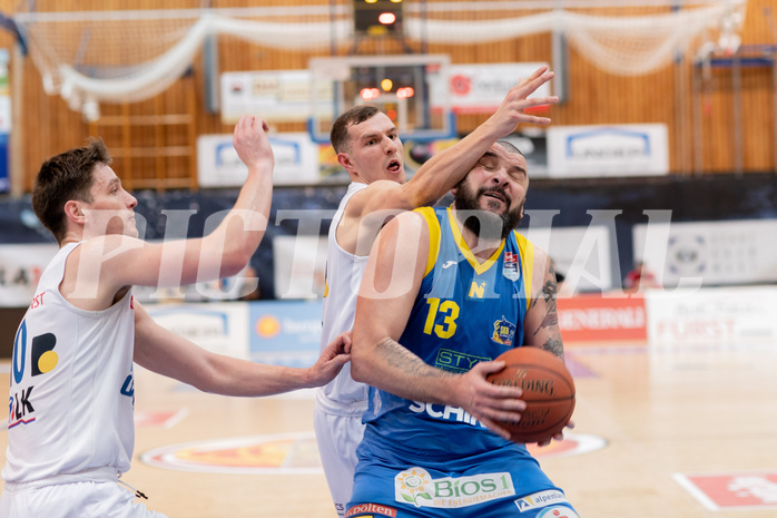 Basketball, Basketball Superliga 2022/23, Grunddurchgang Runde 20 , Oberwart Gunners, Flyers Wels, Brock Gardner (10), Edi Patekar (9), Nebojsa Dukic (13)