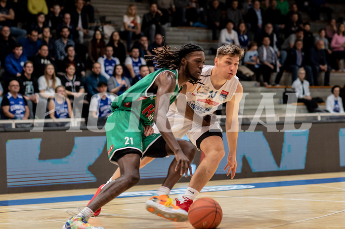 Basketball, Basketball Superliga 2022/23, Grunddurchgang Runde 21 , Oberwart Gunners, Kapfenberg Bulls, Lesley Varner (21), Brock Gardner (10)